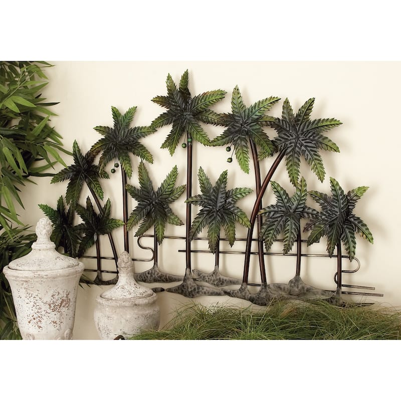 Green Metal Indoor Outdoor Palm Tree Tree Home Wall Decor
