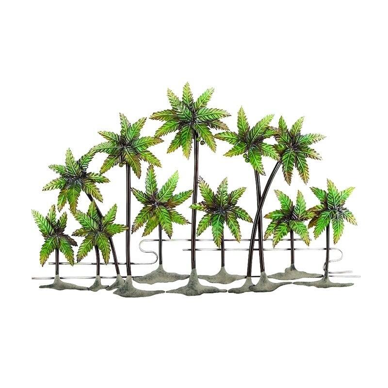 Green Metal Indoor Outdoor Palm Tree Tree Home Wall Decor - Green
