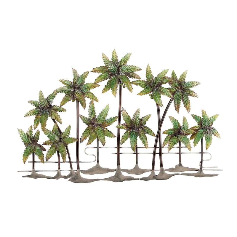 Green Metal Indoor Outdoor Palm Tree Tree Home Wall Decor