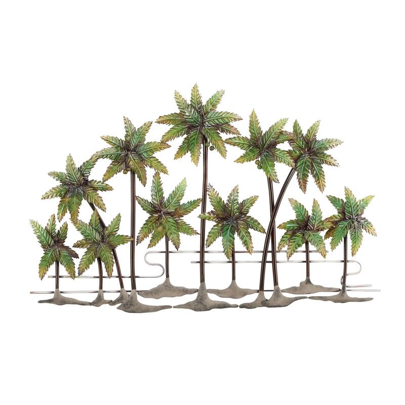 Green Metal Indoor Outdoor Palm Tree Tree Home Wall Decor