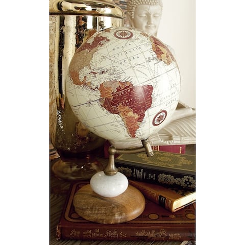 Cream Wood Contemporary Globe 14 x 8 x 8 - 8L x 8W x 13.85H