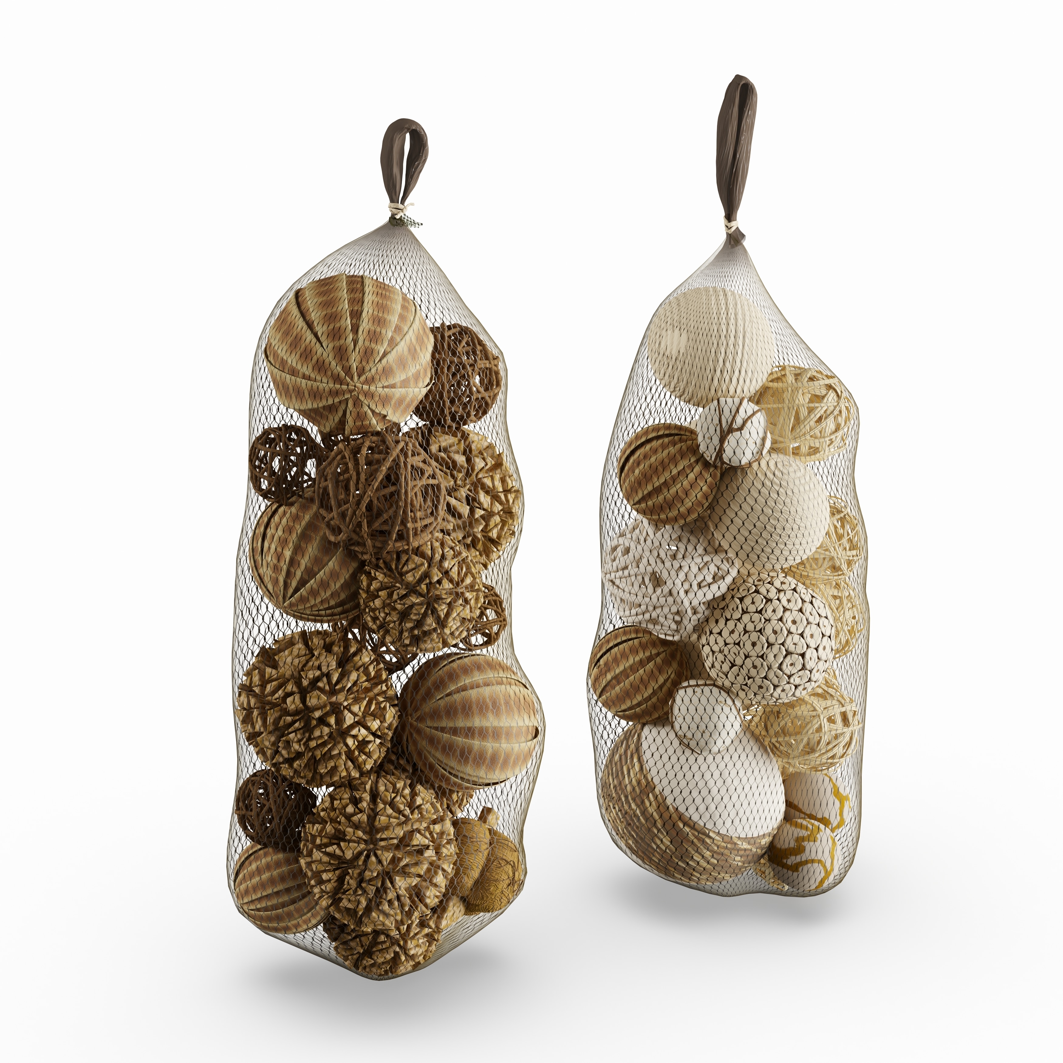 Brown Dried Plant Material Traditional Orbs & Vase Filler (Set of 2)