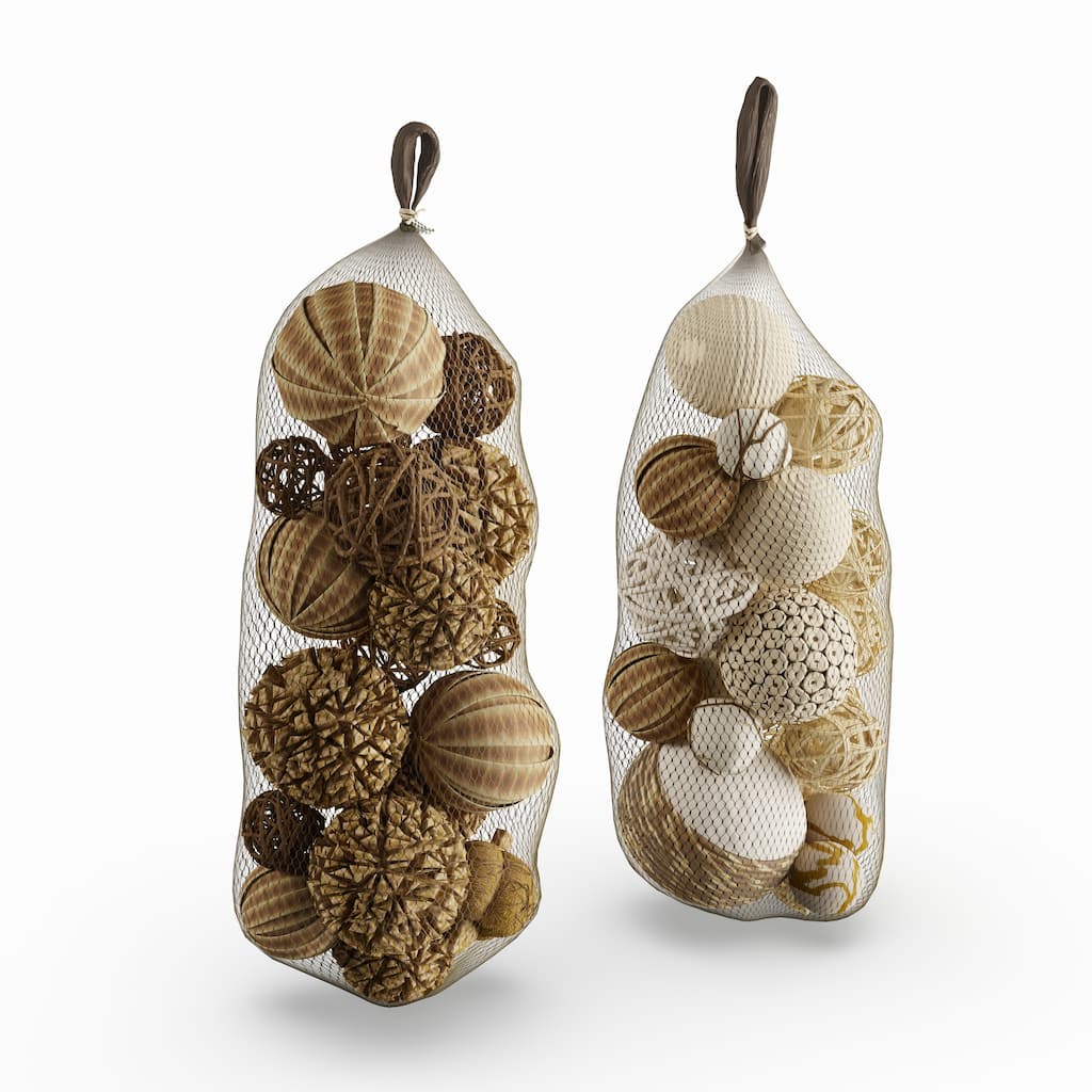 Brown Dried Plant Material Traditional Orbs & Vase Filler (Set of 2)