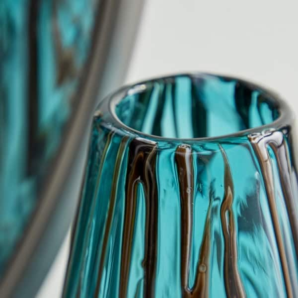 Shop Extra Large Teal Glass Vase With Drip Effect 7 X 14 On