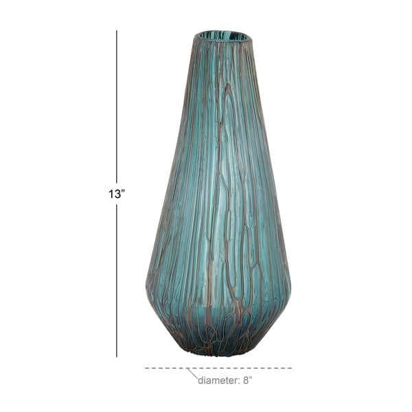 The Curated Nomad Biltmore Glass Drip Teal Vase