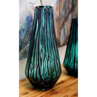 The Curated Nomad Biltmore Glass Drip Teal Vase