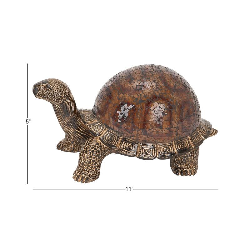 Brown Polystone Turtle Decorative Sculpture - 11 x 6 x 6