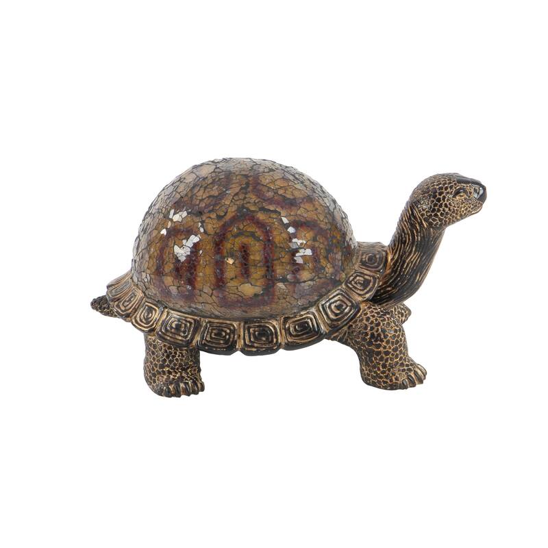 Brown Polystone Turtle Decorative Sculpture - 11 x 6 x 6