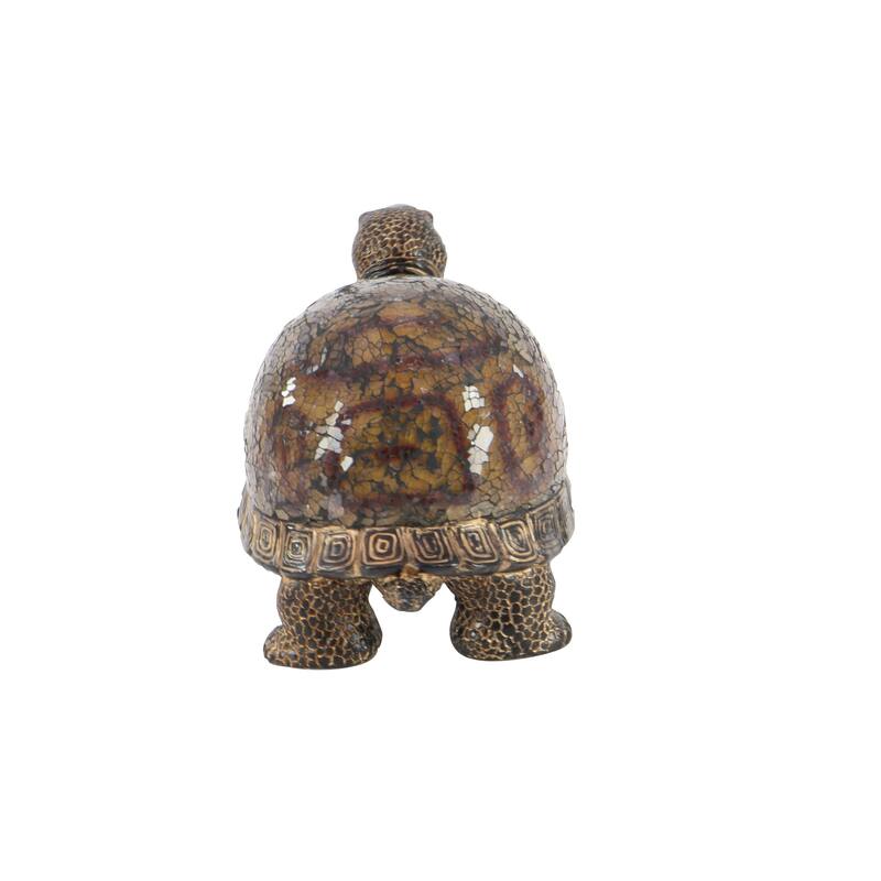 Brown Polystone Turtle Decorative Sculpture - 11 x 6 x 6