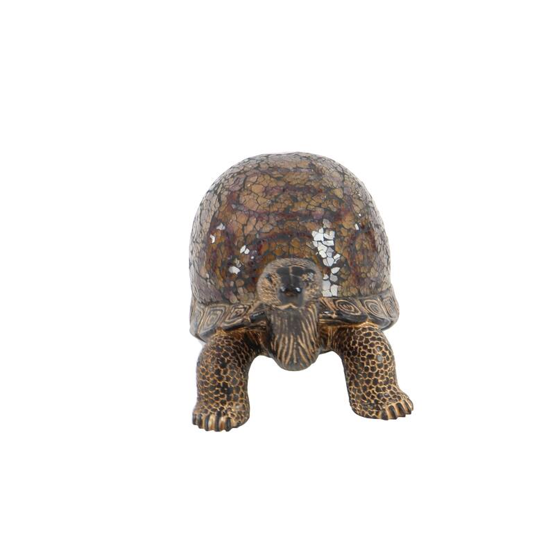 Brown Polystone Turtle Decorative Sculpture - 11 x 6 x 6