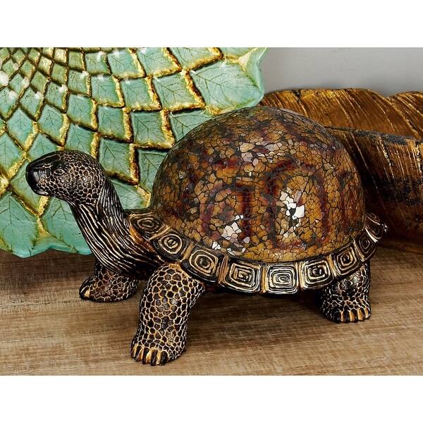 Brown Polystone Turtle Decorative Sculpture - 11 x 6 x 6