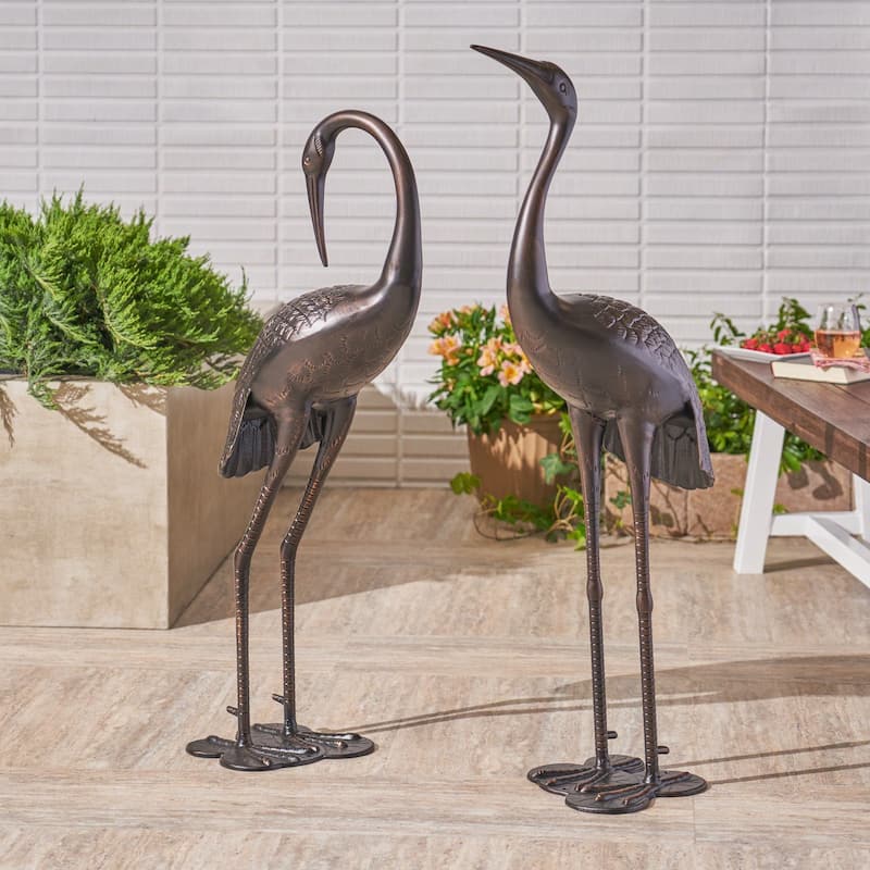 Scarlet Outdoor 43-inch Aluminum Cranes (Set of 2) by Christopher Knight Home - Aluminum - dark bronze