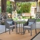 preview thumbnail 8 of 12, Jameson Outdoor 3 Piece Wicker Bistro Set by Christopher Knight Home Gray Finish + Gray + Silver
