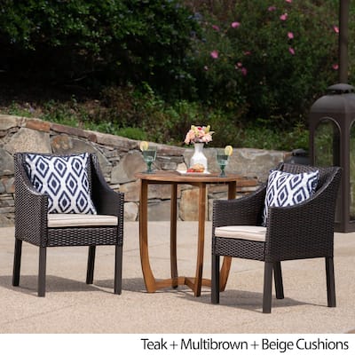 Jameson Outdoor 3 Piece Wicker Bistro Set by Christopher Knight Home