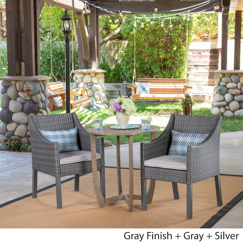 Jameson Outdoor 3 Piece Wicker Bistro Set by Christopher Knight Home