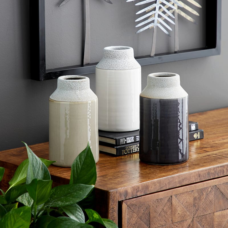 White Porcelain Ceramic Decorative Vase (Set of 3)