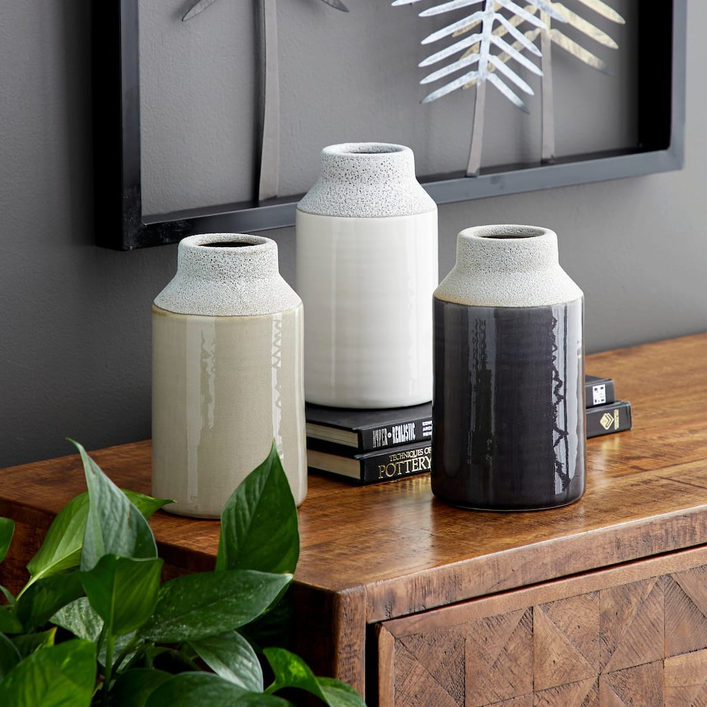 White Porcelain Ceramic Decorative Vase (Set of 3)