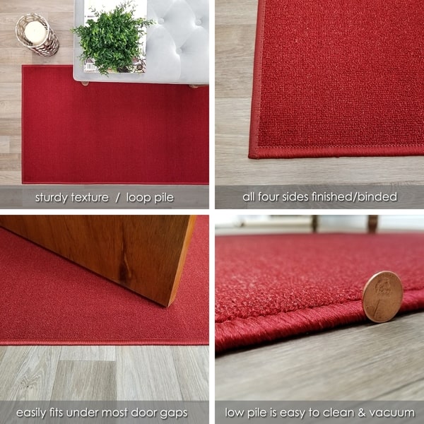Kapaqua Solid Colored Non-Slip Runner Rug Rubber Backed 2x14 - 1