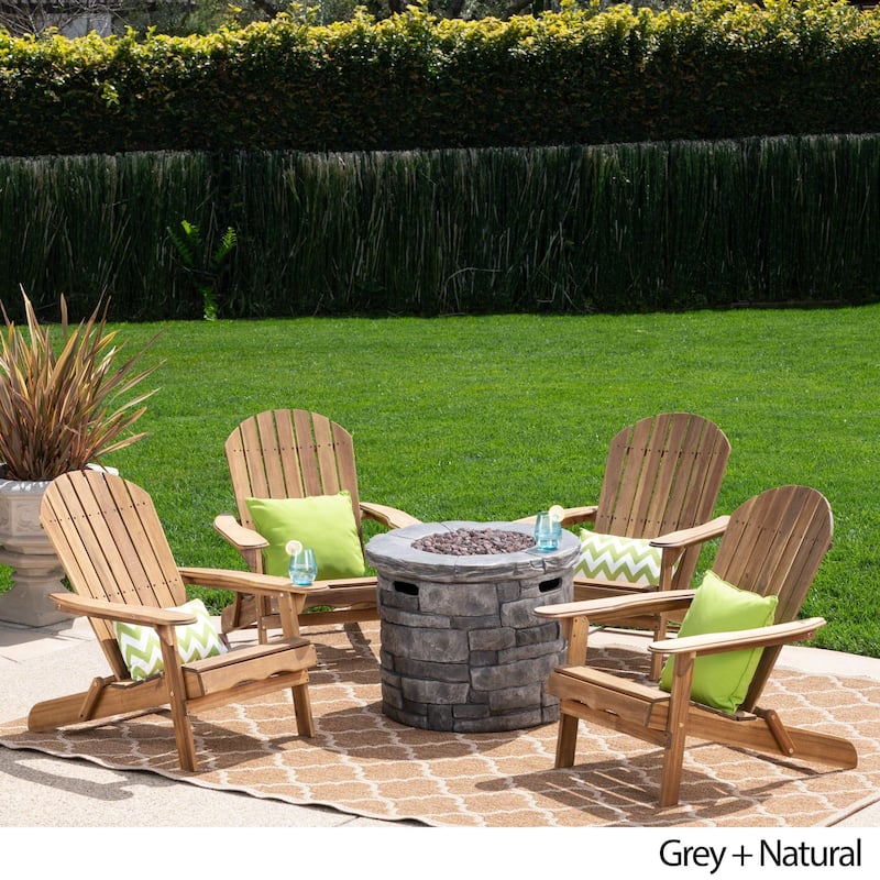 Maison Outdoor 5 Piece Adirondack Chair Set by Christopher Knight Home - grey + natural