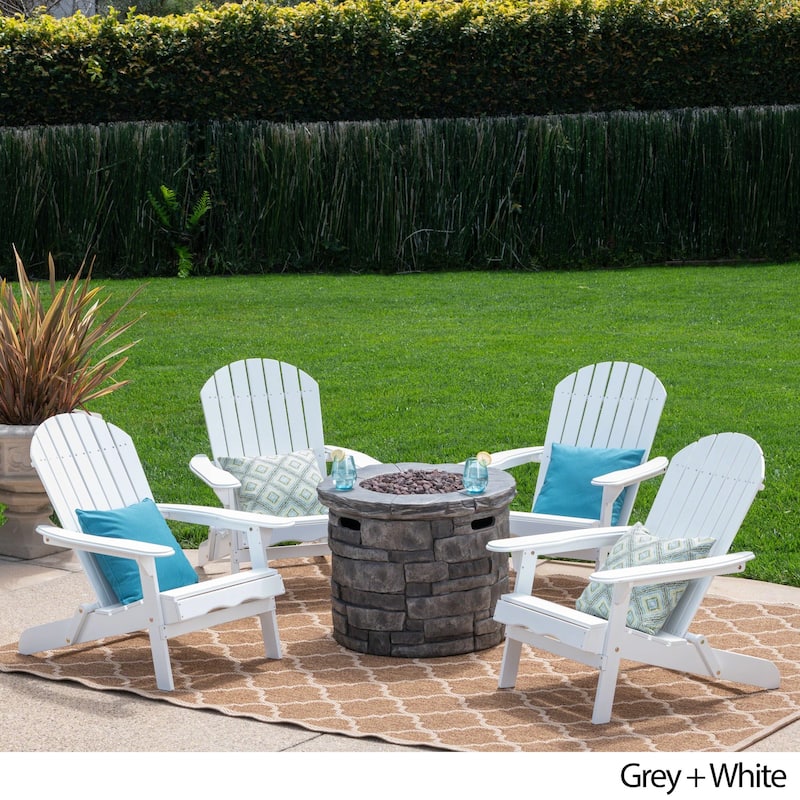 Maison Outdoor 5 Piece Adirondack Chair Set by Christopher Knight Home - grey + white