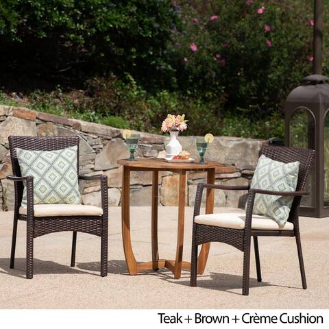 Sloane Outdoor 3 Piece Wicker Bistro Set by Christopher Knight Home