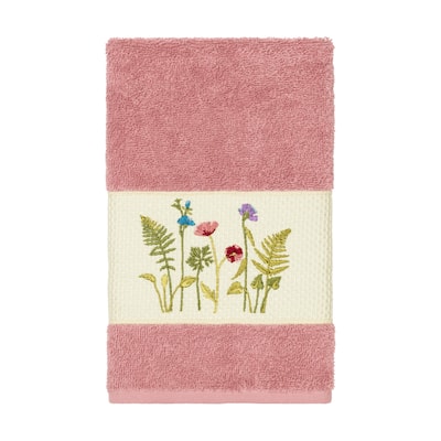 Authentic Hotel and Spa Rose Turkish Cotton Wildflowers Embroidered Hand Towel