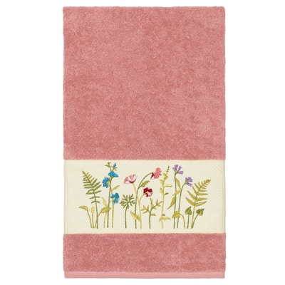 Authentic Hotel and Spa Rose Turkish Cotton Wildflowers Embroidered Bath Towel