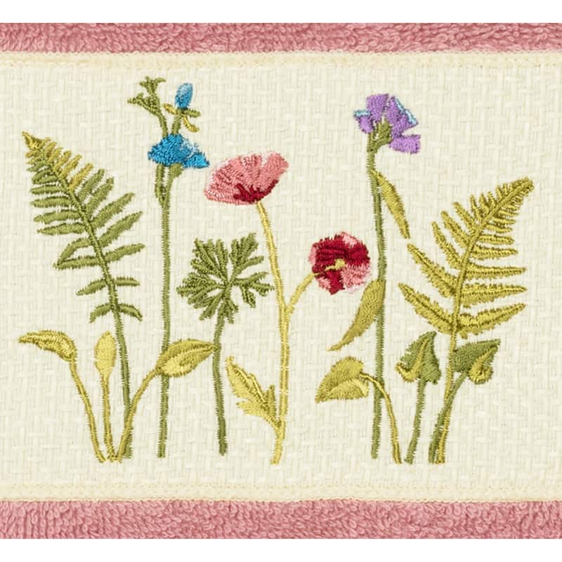 Authentic Hotel and Spa Rose Turkish Cotton Wildflowers Embroidered Hand Towels (Set of 4)
