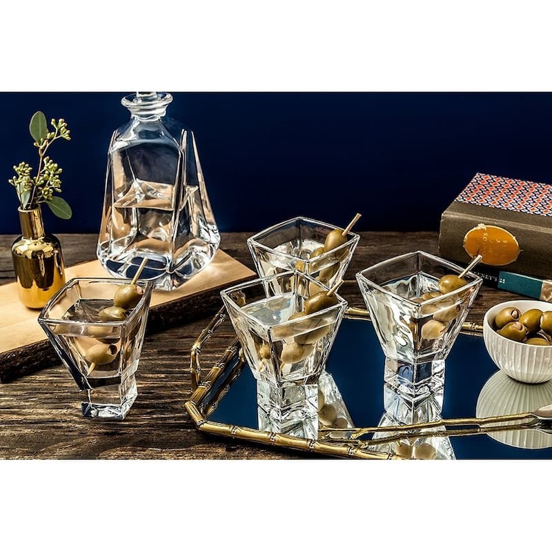 JoyJolt Carre Square Martini Glasses, Set of 2 8-Ounce Cocktail Glasses