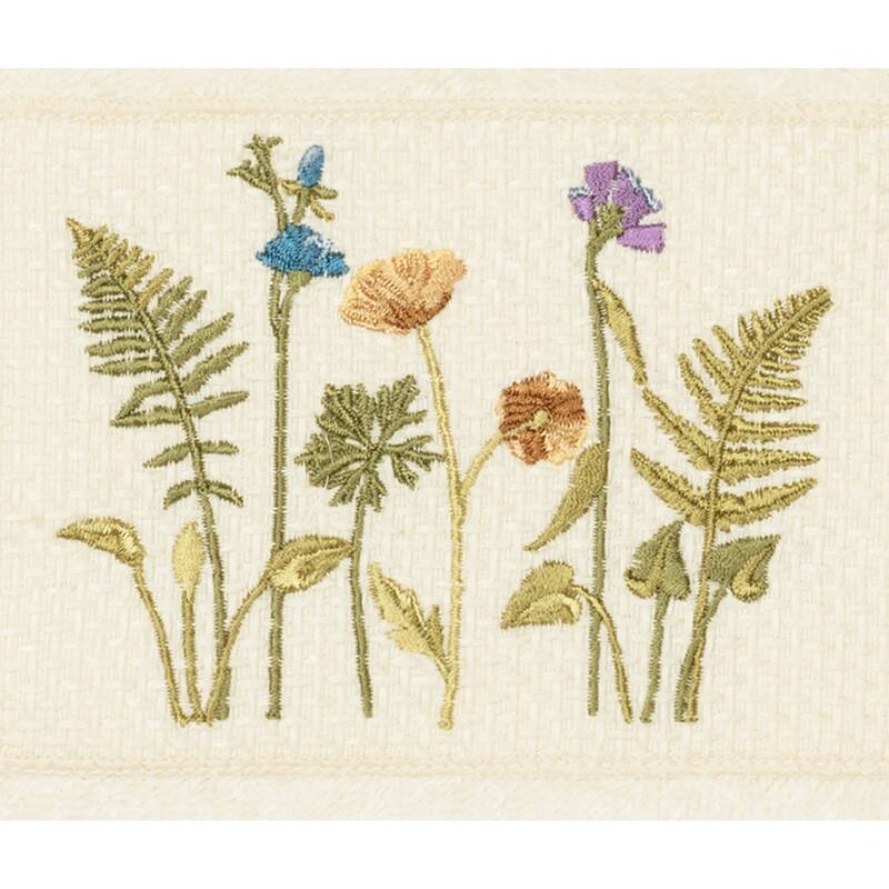 Authentic Hotel and Spa Cream Turkish Cotton Wildflowers Embroidered 3 piece Towel Set