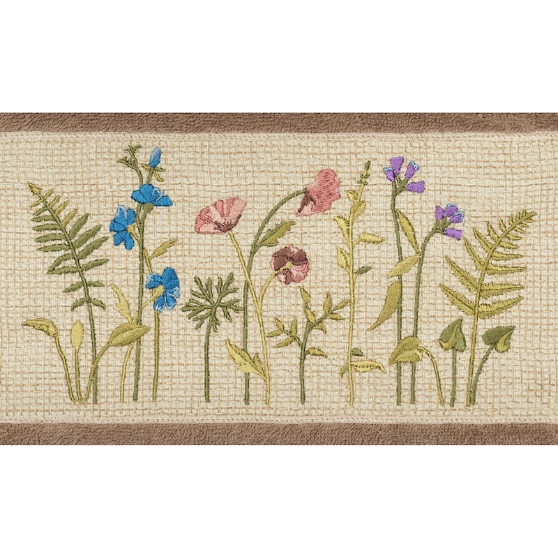 Authentic Hotel and Spa Brown Turkish Cotton Wildflowers Embroidered 3 piece Towel Set