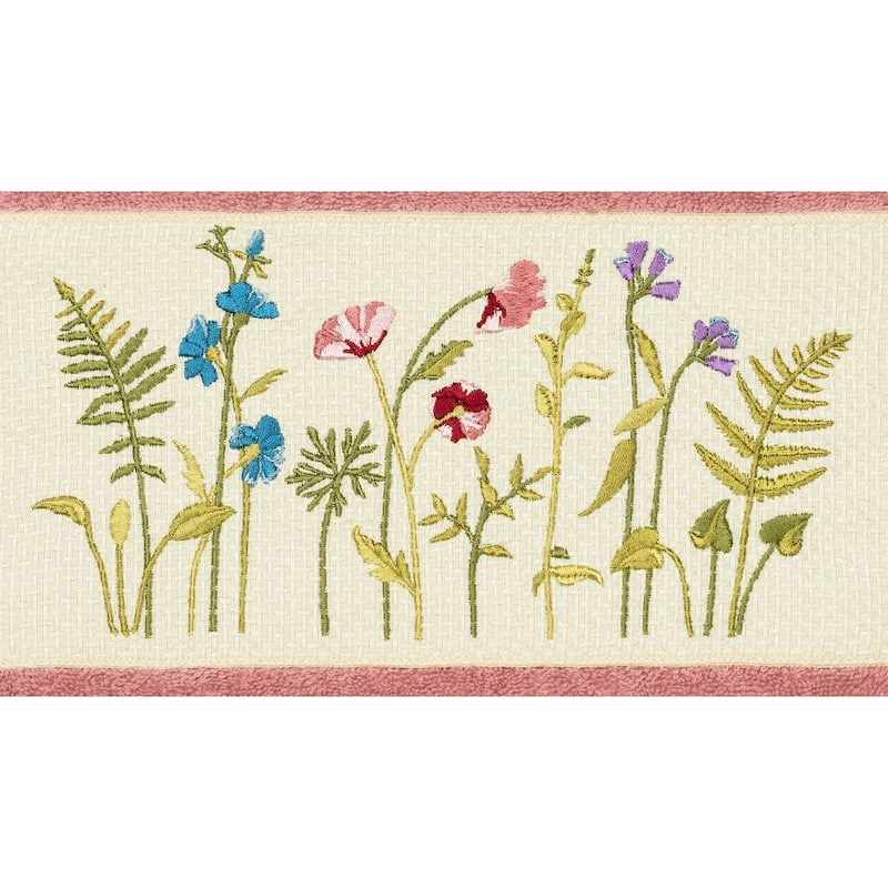 Authentic Hotel and Spa Rose Turkish Cotton Wildflowers Embroidered 4 piece Towel Set