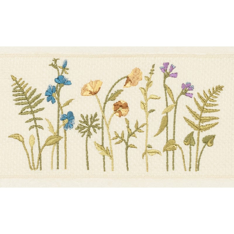 Authentic Hotel and Spa Cream Turkish Cotton Wildflowers Embroidered 4 piece Towel Set