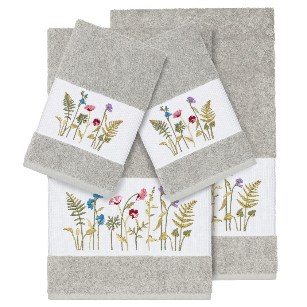 Cotton Medium Weight Floral Border Hand Towel by Superior - (Set of 4) - On  Sale - Bed Bath & Beyond - 34935734