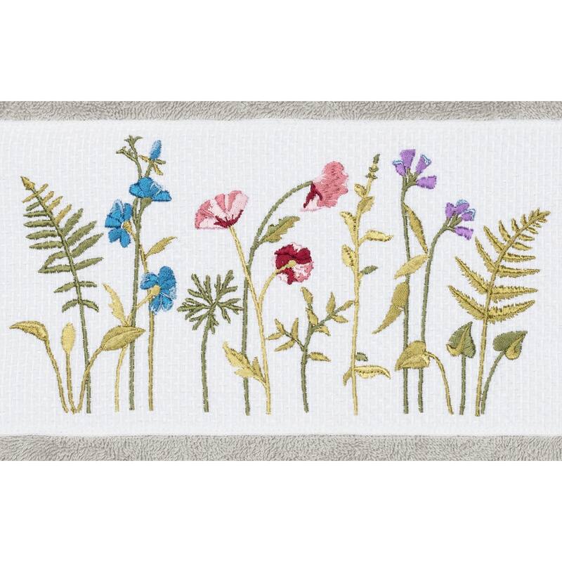 Authentic Hotel and Spa Grey Turkish Cotton Wildflowers Embroidered 4 piece Towel Set
