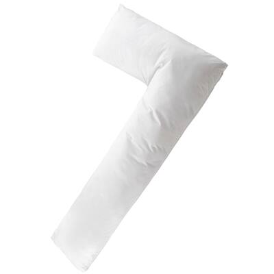 Cheer Collection Hypoallergenic L Shaped Pillow with Zippered Cover - White