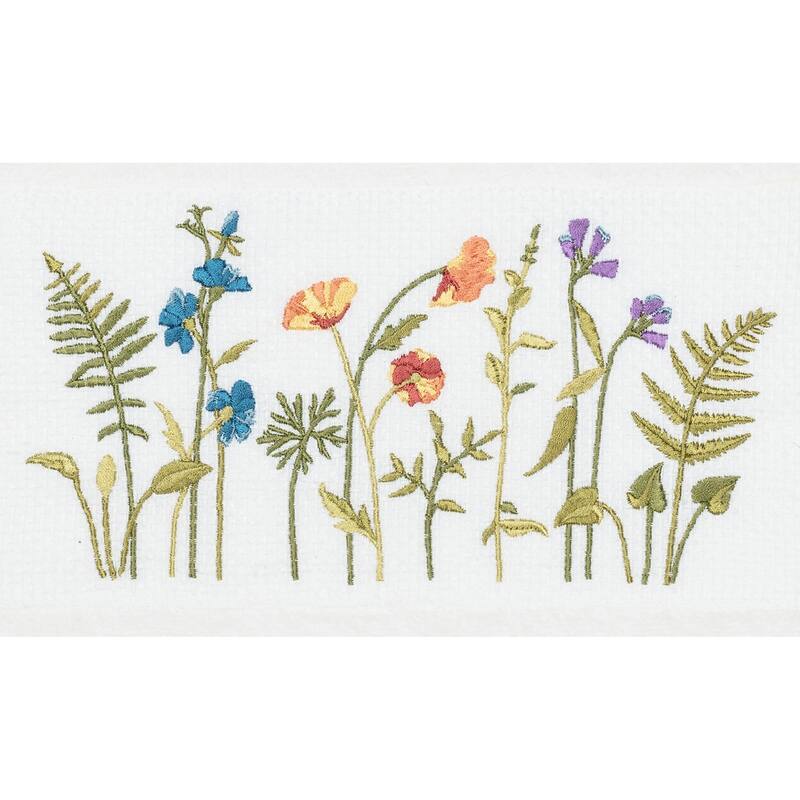 Authentic Hotel and Spa White Turkish Cotton Wildflowers Embroidered 8 piece Towel Set