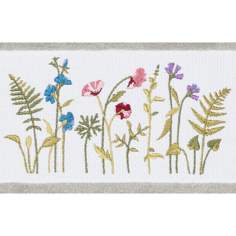 Authentic Hotel and Spa Grey Turkish Cotton Wildflowers Embroidered 8 piece Towel Set