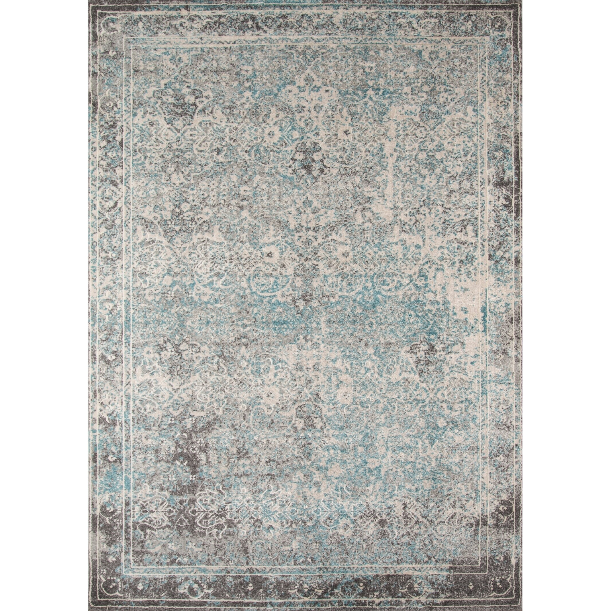 Momeni Luxe Turquoise Grey Cream Area Rug 5 3 X 7 6