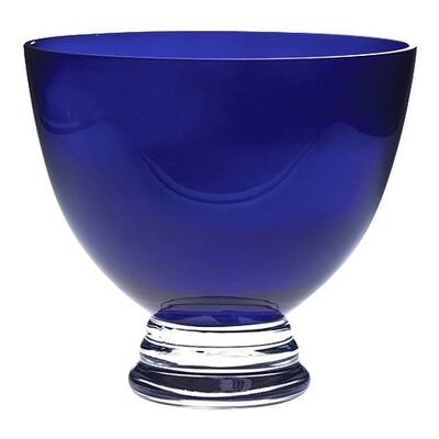 Majestic Gifts European Handmade Glass Round Footed Bowl - Cobalt 9.5" Diameter