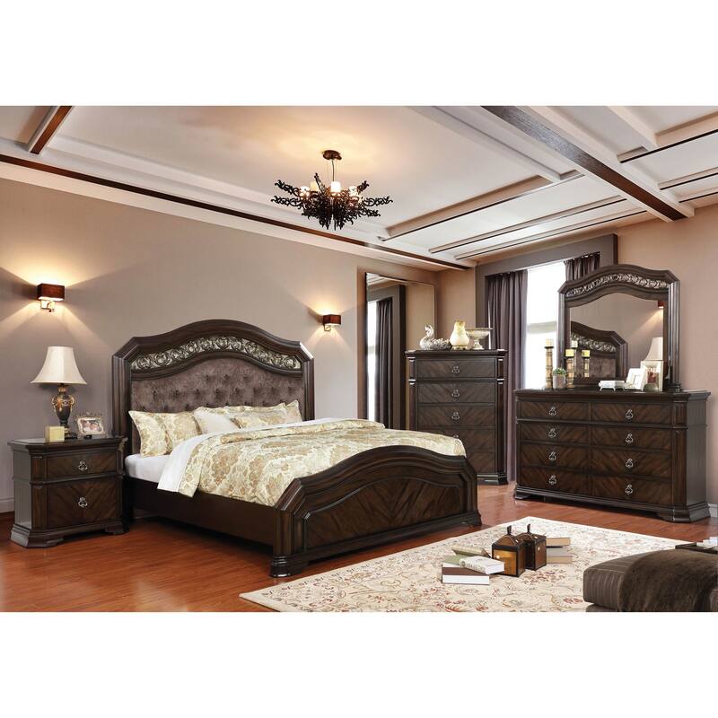 Furniture of America Dixi Traditional Espresso Solid Wood Panel Bed