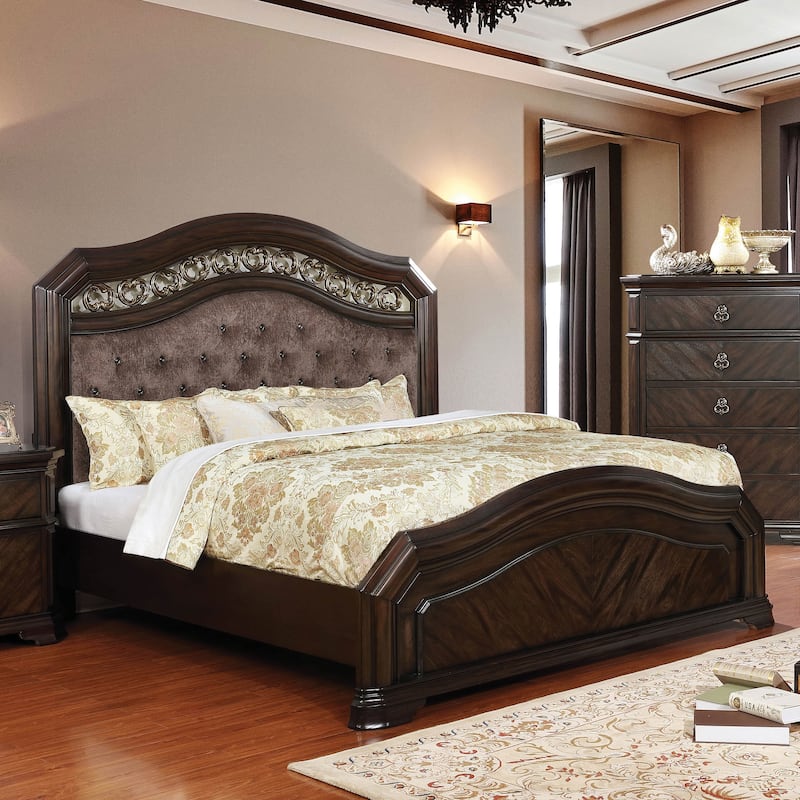 Furniture of America Dixi Traditional Espresso Solid Wood Panel Bed - King