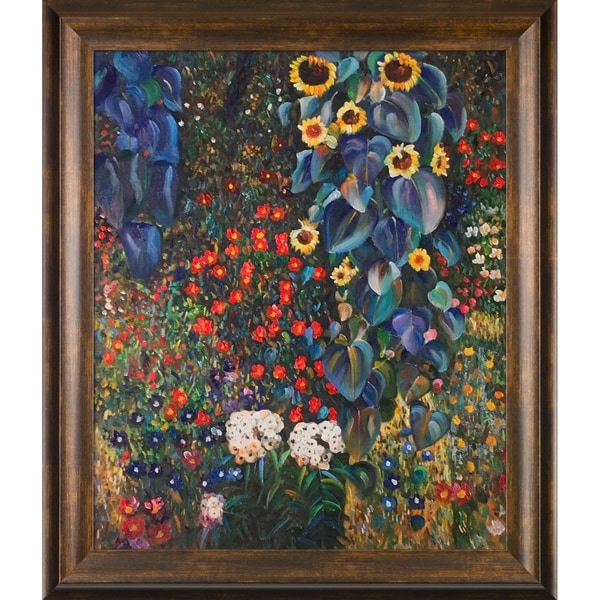 Gustav Klimt 'Farm Garden with Sunflowers' Hand Painted Oil Reproduction