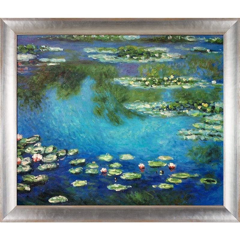 La Pastiche Claude Monet 'Water Lilies' Hand Painted Oil Reproduction ...