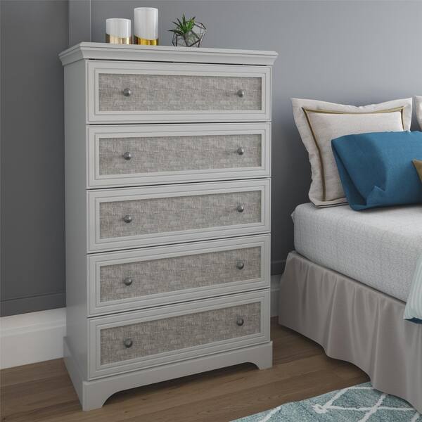 Shop Avenue Greene Fairfield Grey 5 Drawer Dresser With Fabric