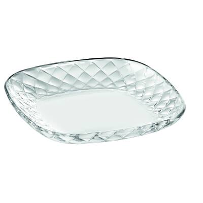 Majestic Gifts European High Quality Glass Salad/ Dessert Square Plates- 7" Diameter- S/6