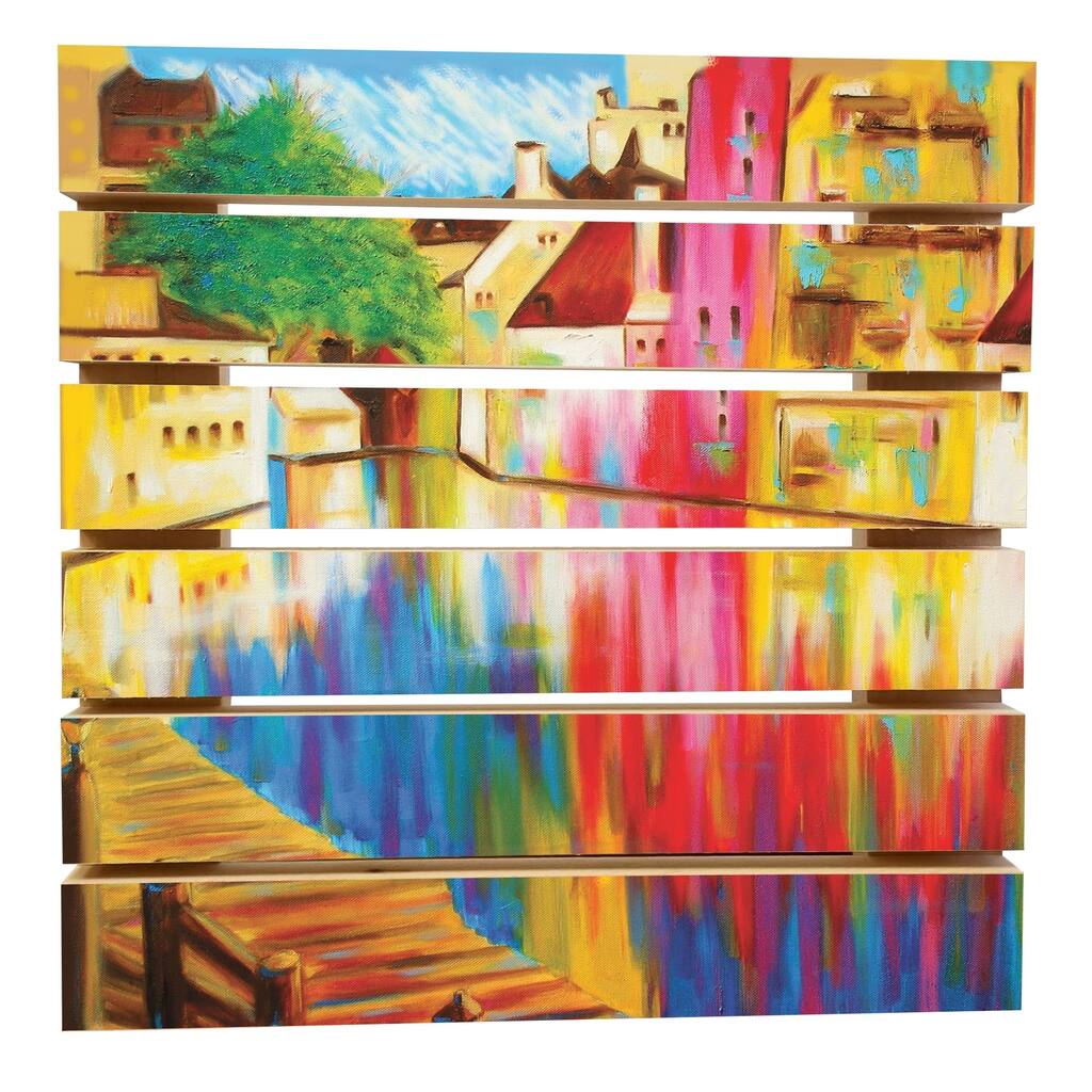 ArtWall Susi Franco 'River Through Treviso' Wood Pallet Art