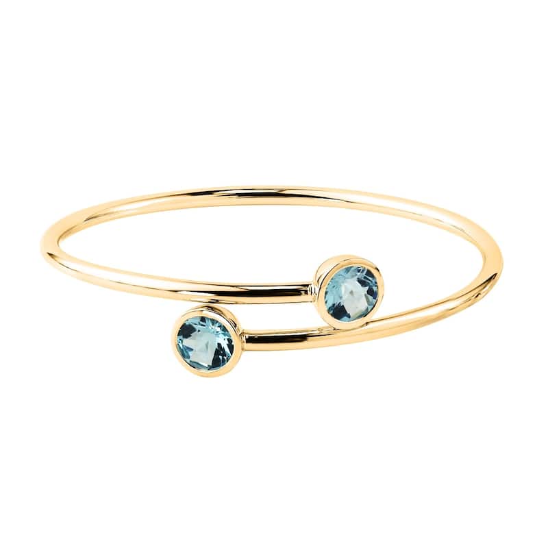 Stackable 4ct Round Sky-Blue Topaz Bypass Bangle Bracelet by Auriya in Gold over Silver