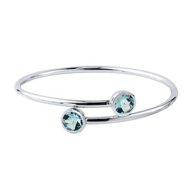 Stackable 4ct Round Sky-Blue Topaz Bypass Bangle Bracelet by Auriya in Gold over Silver