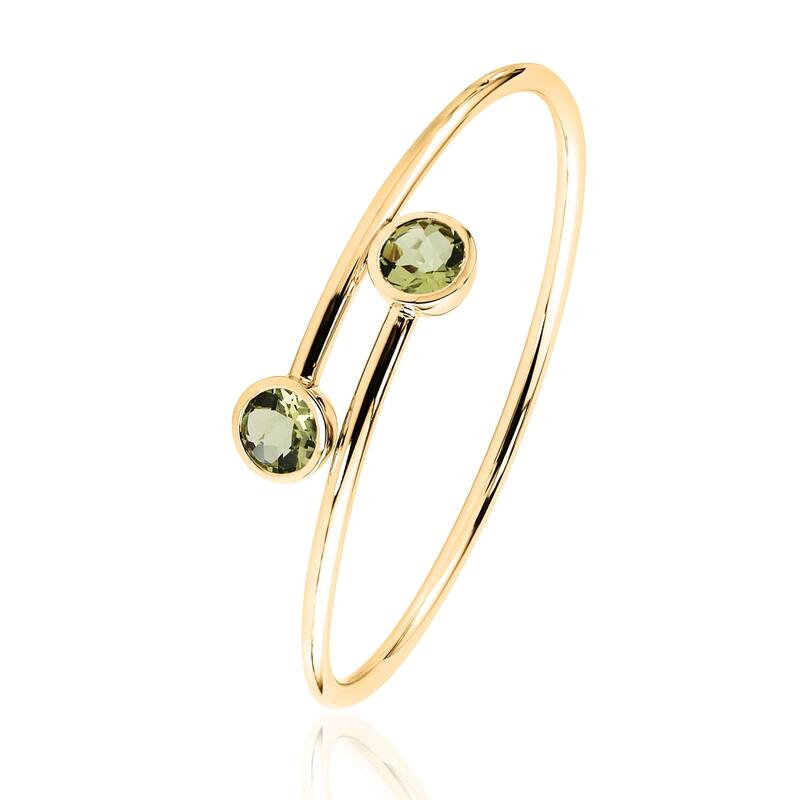 Auriya 3ct Lemon-Green Quartz Bypass Bangle Bracelet Gold over Silver